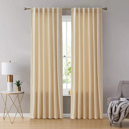 CREAM PLAIN SOLID VELVET CURTAINS - SET OF 2 PANELS image 0