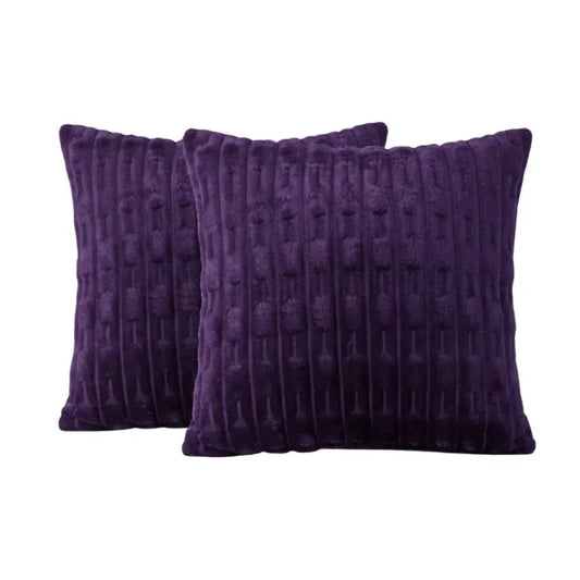 EMBOSSED FLEECE CUSHION COVERS - PLUM image 0