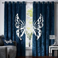 LUXURY VELVET BUTTERFLY CURTAINS - ZINC & WHITE image 0