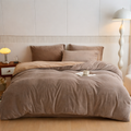 Velvet Reversible Duvet Cover Set - Mocha Brown & Beige image 0