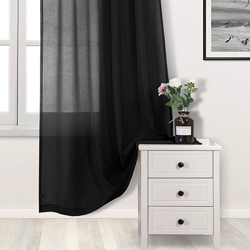 SHEER NET CURTAINS - BLACK image 1