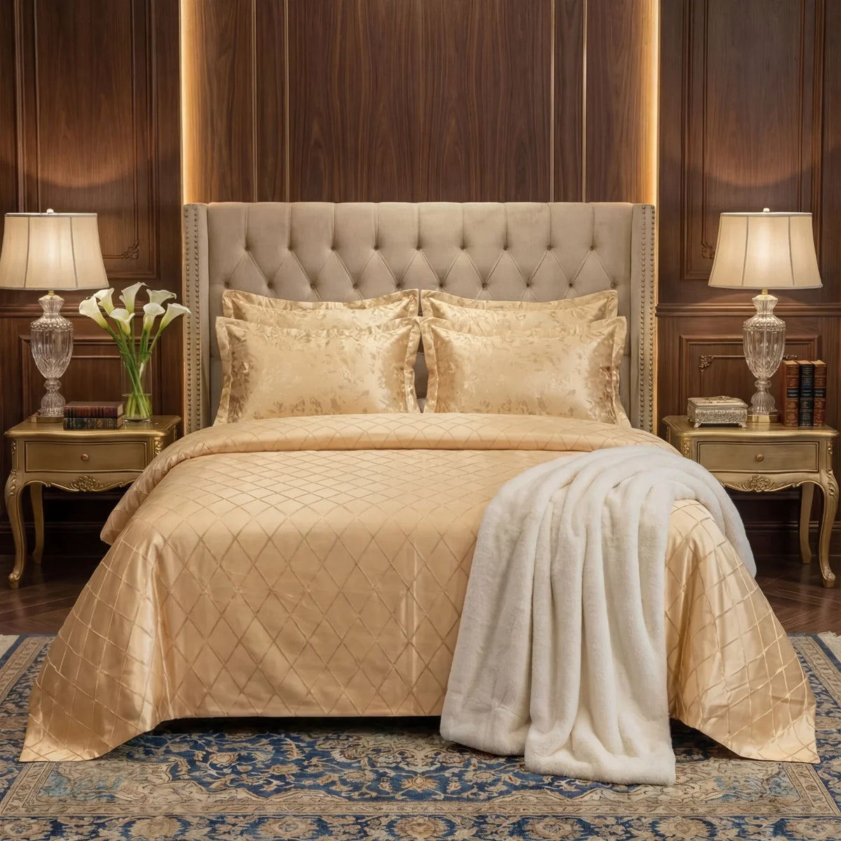 Texture Velvet Flat Bed Sheet Golden image 0