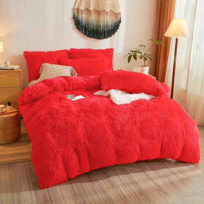 Shaggy Duvet Set - Red image 0