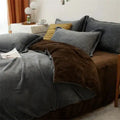 Velvet Reversible Duvet Cover Set - Black & Chocolate Brown image 0
