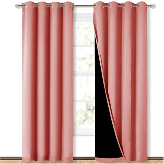 SELF JACQUARD BLACKOUT CURTAINS - LIGHT PINK image 0