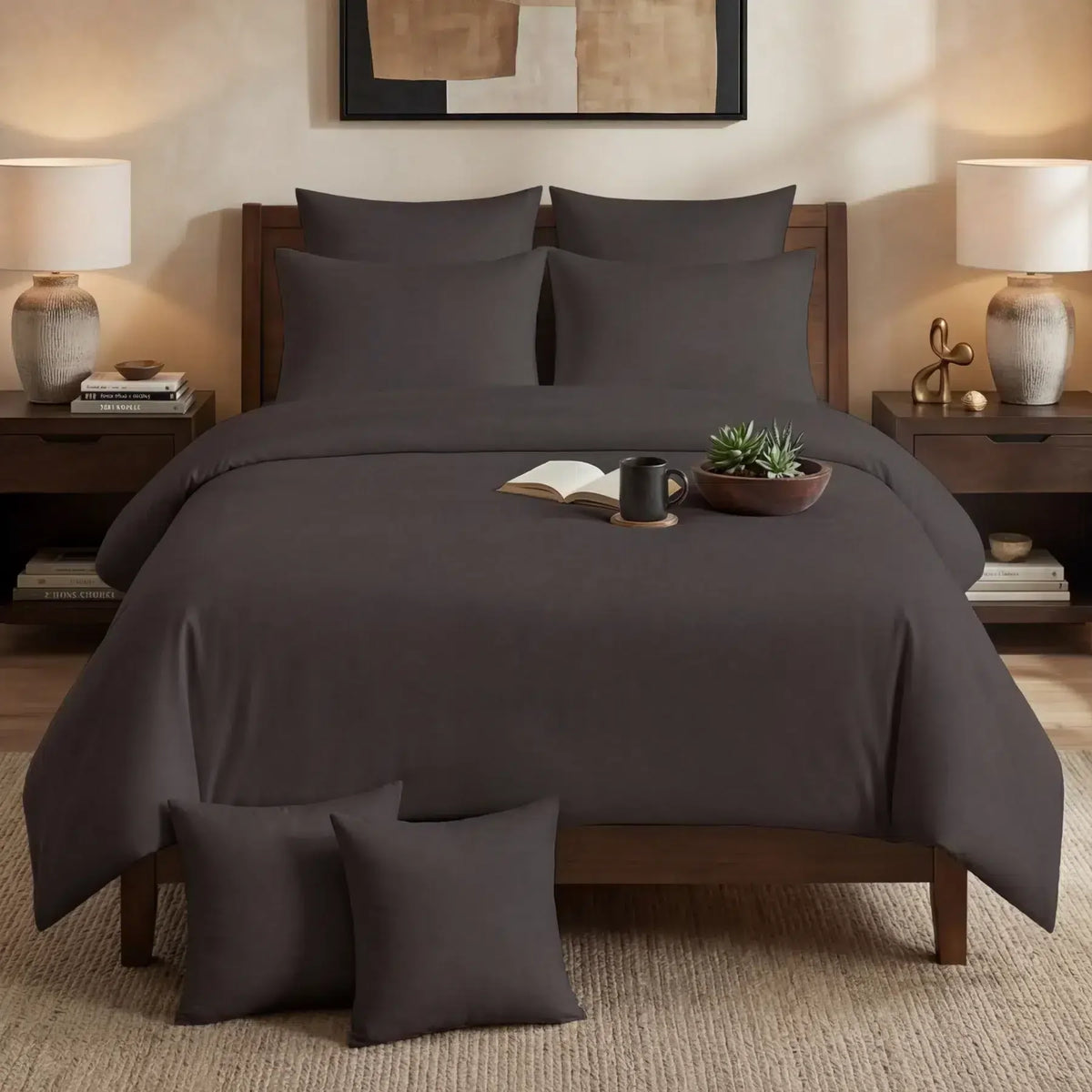 Cotton Duvet Cover Set - Brown image 0