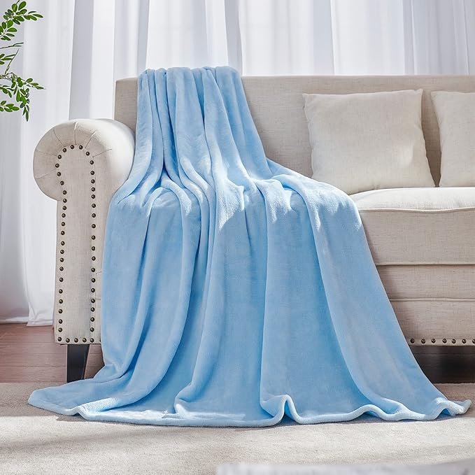FLANNEL FLEECE BLANKET - SKY BLUE image 0