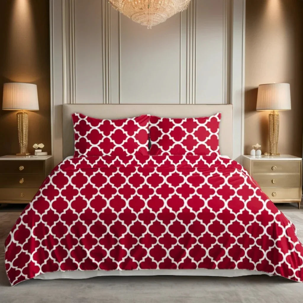 RED PENDORA BEDSHEET SET - 3 PCS image 0