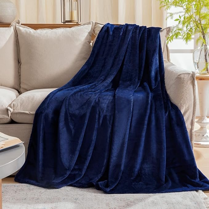 FLANNEL FLEECE BLANKET - NAVY BLUE image 0
