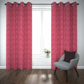 Premium Self Jacquard Curtains Fish Design Pink ( 2 Curtain Set ) image 0