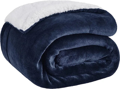 SHERPA FLEECE THROW BLANKET - BLUE image 1
