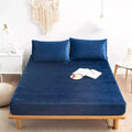 Premium Velvet Fitted Bed Sheet Blue image 0