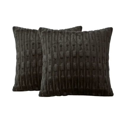 EMBOSSED FLEECE CUSHION COVERS - DARK BROWN image 0