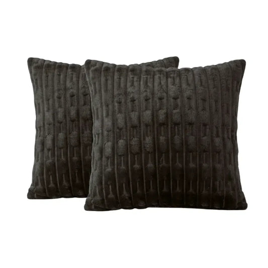 EMBOSSED FLEECE CUSHION COVERS - DARK BROWN image 0