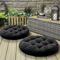 Pack of 2 Velvet Floor Cushions with Filling - Black image 0