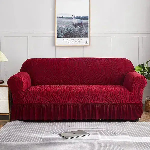 ZEBRA VELVET SOFA COVER - MAROON image 0