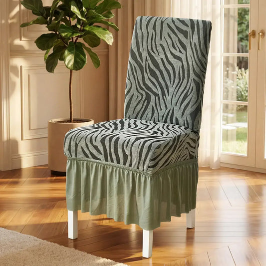 Zebra Velvet Chair Covers - Green image 0