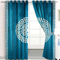 ZINC & WHITE SPLENDID GREEK VELVET CURTAINS - SET OF 2 PANELS image 0