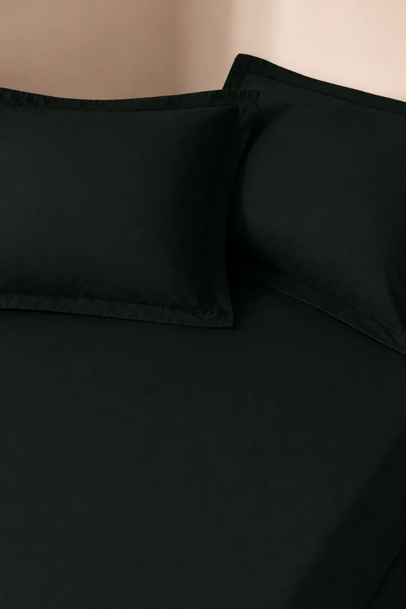 MIDNIGHT GREEN SOLID COTTON FITTED BEDSHEET - 3PCS image 1
