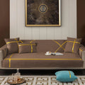 Velvet Sofa Runner with Cushion Covers Brown image 0