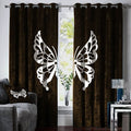 LUXURY VELVET BUTTERFLY CURTAINS - BROWN & WHITE image 0