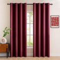 Export Self Plain Cotton Jacquard Curtains Maroon ( 2 Curtains Set ) image 0
