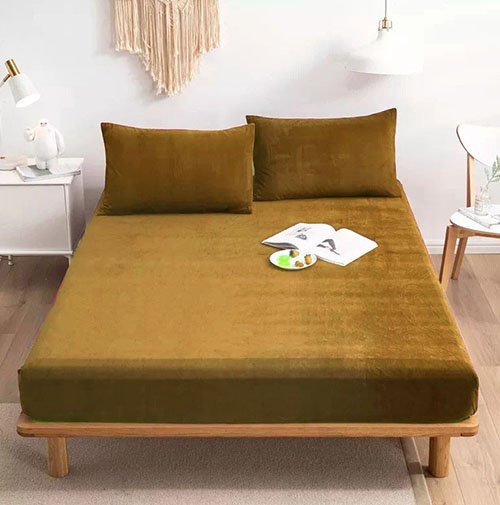 Premium Velvet Fitted Bed Sheet Copper image 0