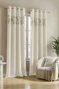 IVORY FLORAL VINE VELVET CURTAINS - SET OF 2 PANELS image 0