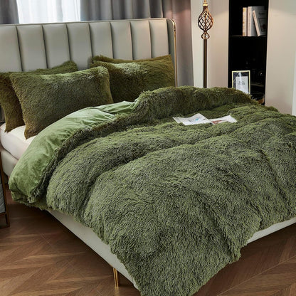 Shaggy Duvet Set - Olive Green image 1