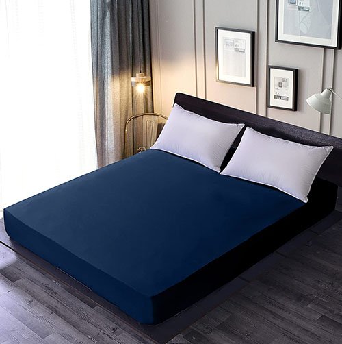 Terry Waterproof Mattress Protector Blue image 0