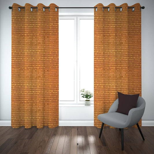 Export self dotted jacquard curtains Orange ( 2 Curtains Set ) image 0