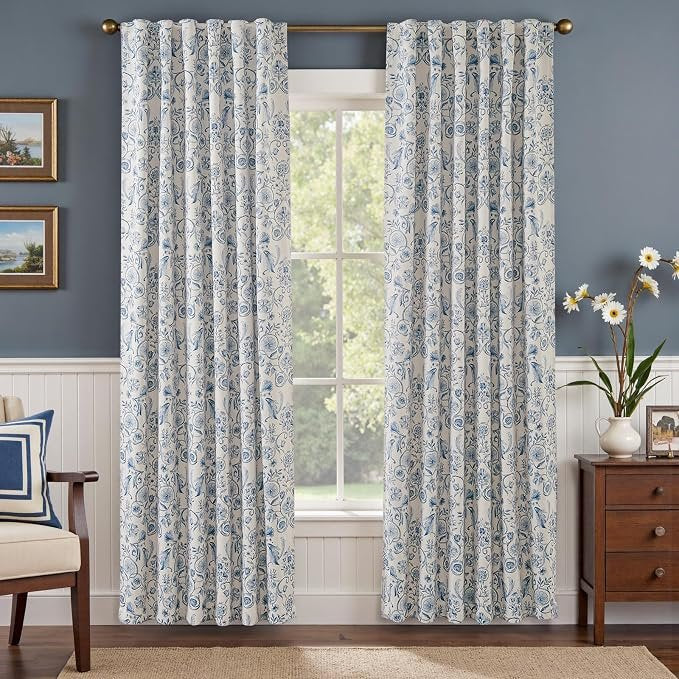 AZURE GRACE DIGITAL PRINT VELVET CURTAINS – SET OF 2 PANELS image 0