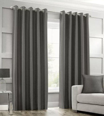 IMPORTED SILK CURTAINS - CHARCOAL GREY image 0