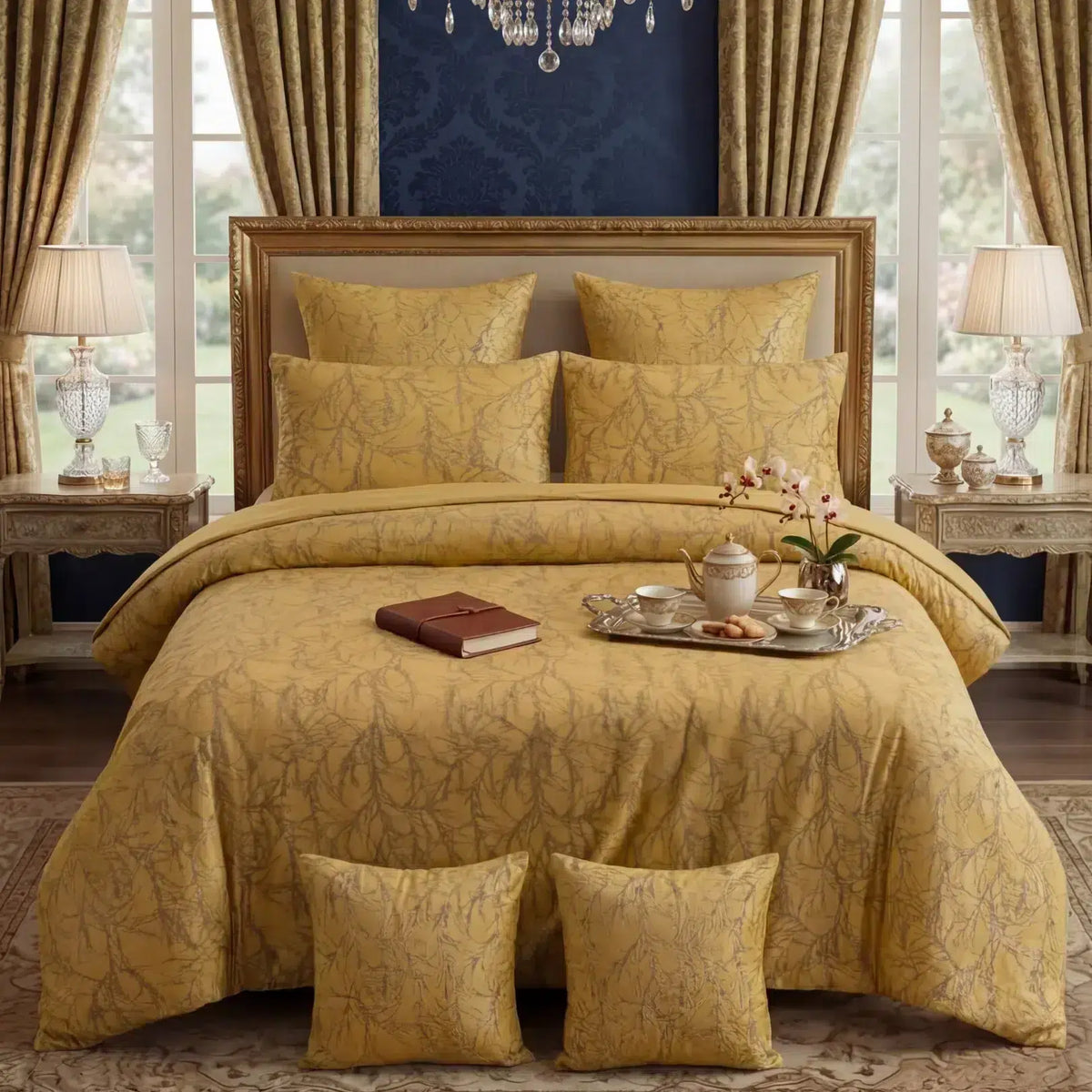 Texture Velvet Duvet Cover Set - Golden image 0