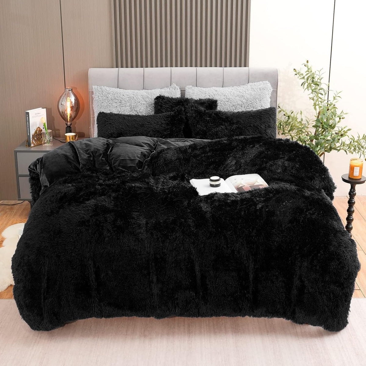 Shaggy Duvet Set - Black image 0