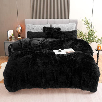 Shaggy Duvet Set - Black image 0