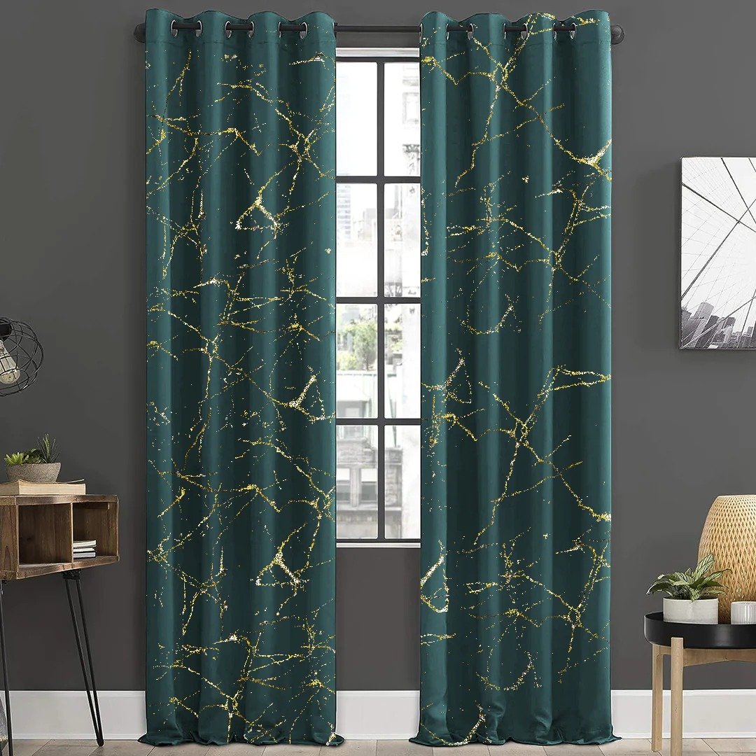 Imported Velvet Curtains Sprinkle Design Green image 0