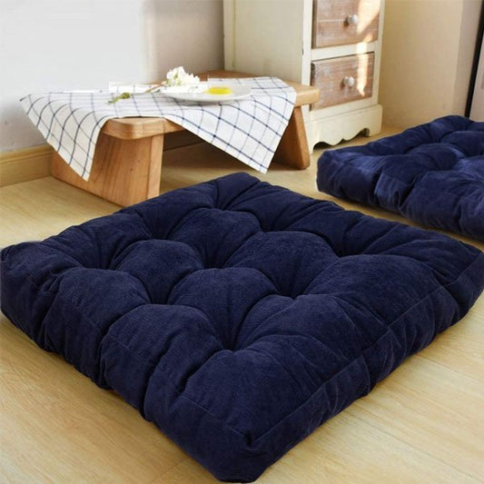 Square Velvet Floor Cushions - Blue image 0