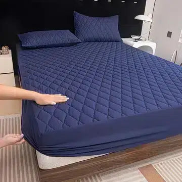 Cotton Quilted Waterproof Mattress Cover - Blue image 0