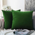 Plain Soft Feel Velvet Cushion Covers Green 16 x 16  ( Without Filling ) image 0