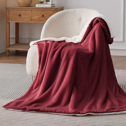 SHERPA FLEECE THROW BLANKET - MAROON image 0