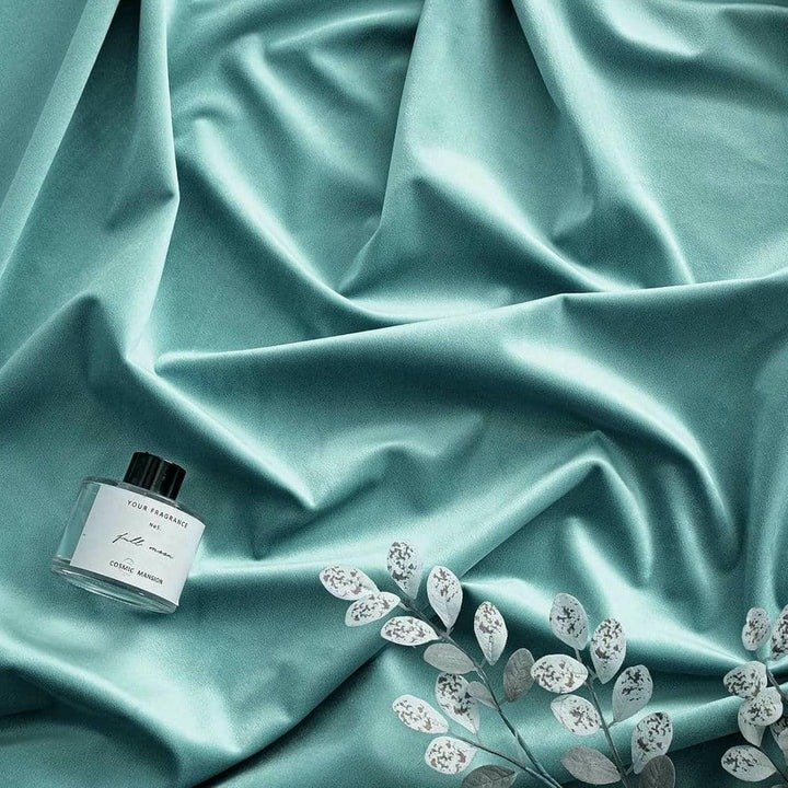 TEAL PLAIN SOLID VELVET CURTAINS - SET OF 2 PANELS image 1