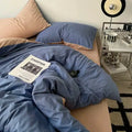 Cotton Reversible Duvet Cover Set - Lapis Blue & Dark Beige image 0