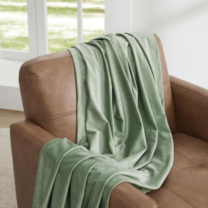 Premium Velvet Blackout Curtains Sage Green ( 2 Curtains Set ) image 2