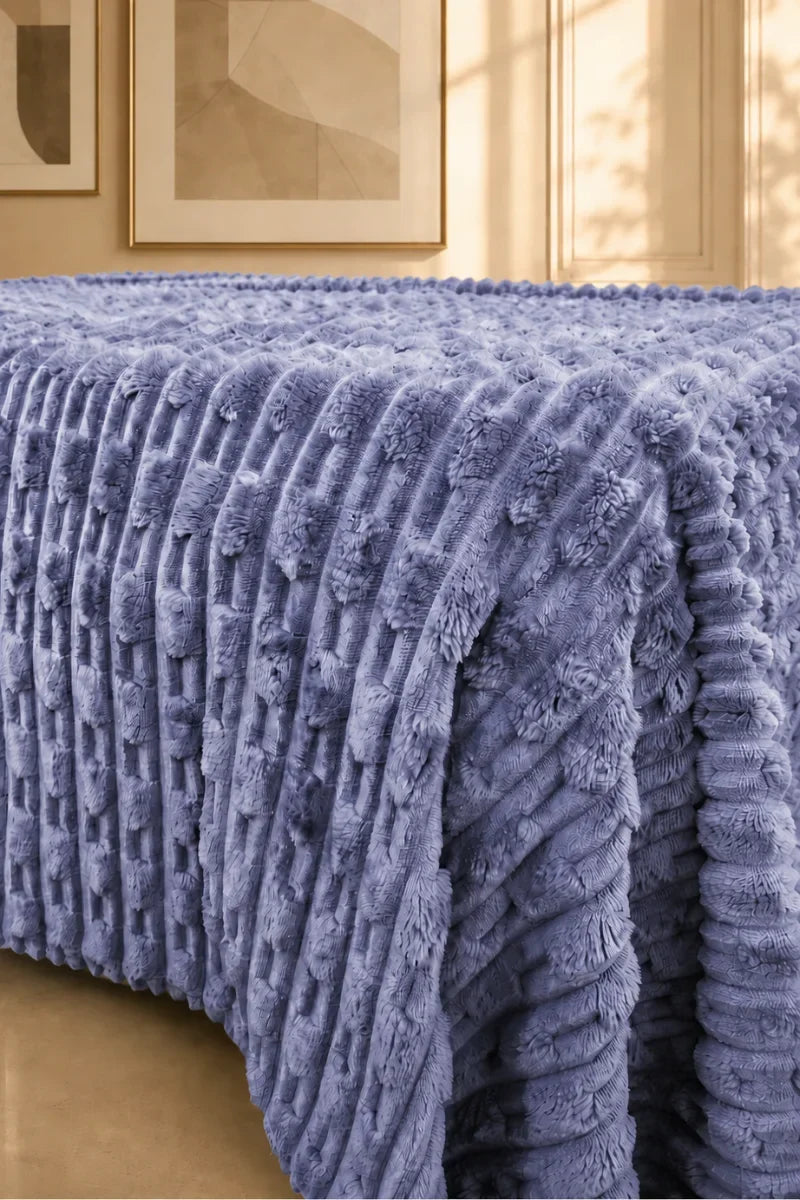 TEXTURED PLUSH BLANKET - ICE BLUE image 1