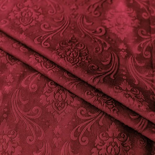 MAROON SELF PRINT VELVET CURTAINS - SET OF 2 PANELS image 2