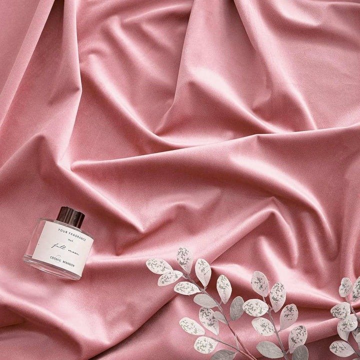 BABY PINK PLAIN SOLID VELVET CURTAINS - SET OF 2 PANELS image 1