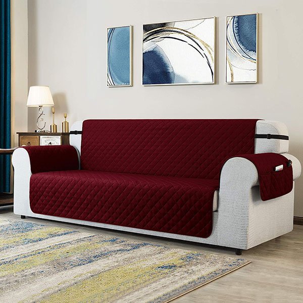 QUILTED SOFA COVERS - MAROON image 0