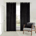BLACK PLAIN SOLID VELVET CURTAINS - SET OF 2 PANELS image 0