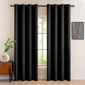Export Self Plain Cotton Jacquard Curtains Black ( 2 Curtains Set ) image 0